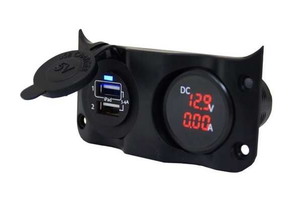 Wave add-on paneel dubbel USB & Volt/ampere meter