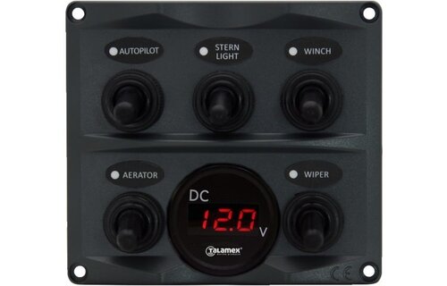 Schakelpaneel antraciet met voltmeter 12/24V