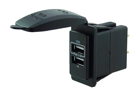 USB stopcontact dubbel 3.4A | Zwart s| Witch model