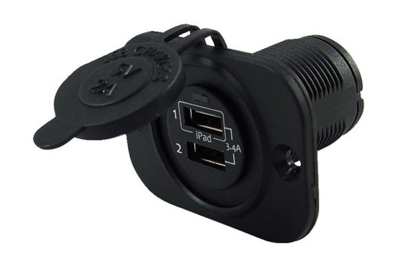 USB stopcontact dubbel 3.4A | Zwart met flush frame