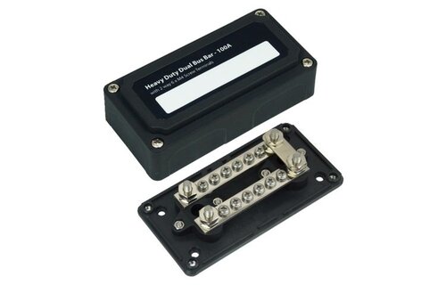 Busbar heavy duty 12xM4 met 4xM6 stud max 100A