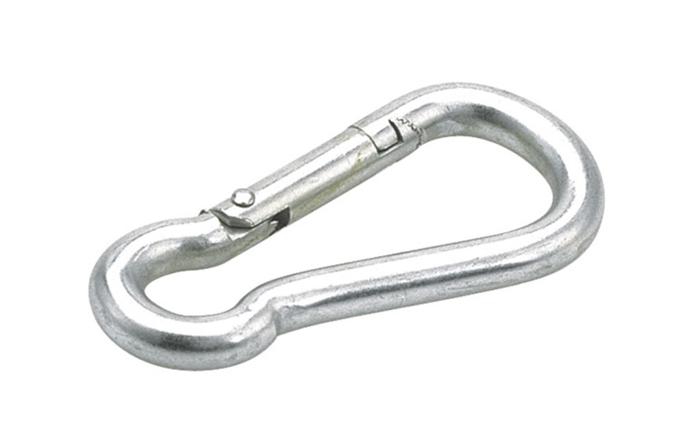 Karabijnhaak gegalvaniseerd met knik 160mm