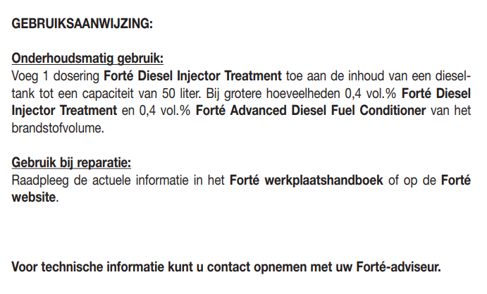 Forté Diesel Injector Treatment