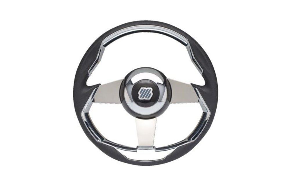 Grimani stuurwiel | Zwart/rvs spaken 350mm