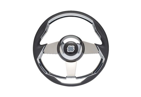 Grimani stuurwiel | Zwart/RVS spaken 350mm