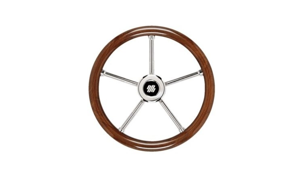 V30 stuurwiel mahonie/rvs 5-spaaks 350mm