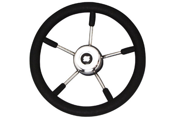 V57 stuurwiel | Zwart/RVS 5-spaaks