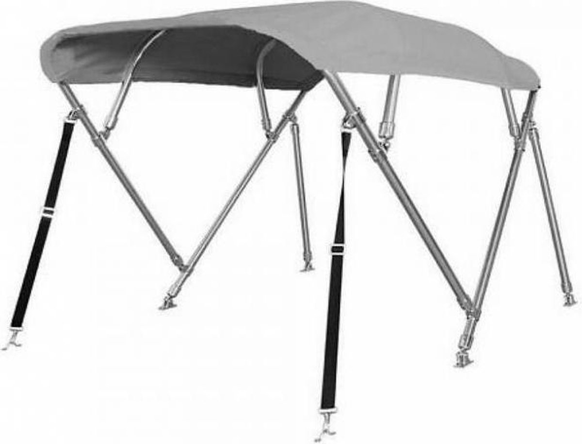 RVS Biminitop Licht Grijs 4 bogen Hoogte 137 cm
