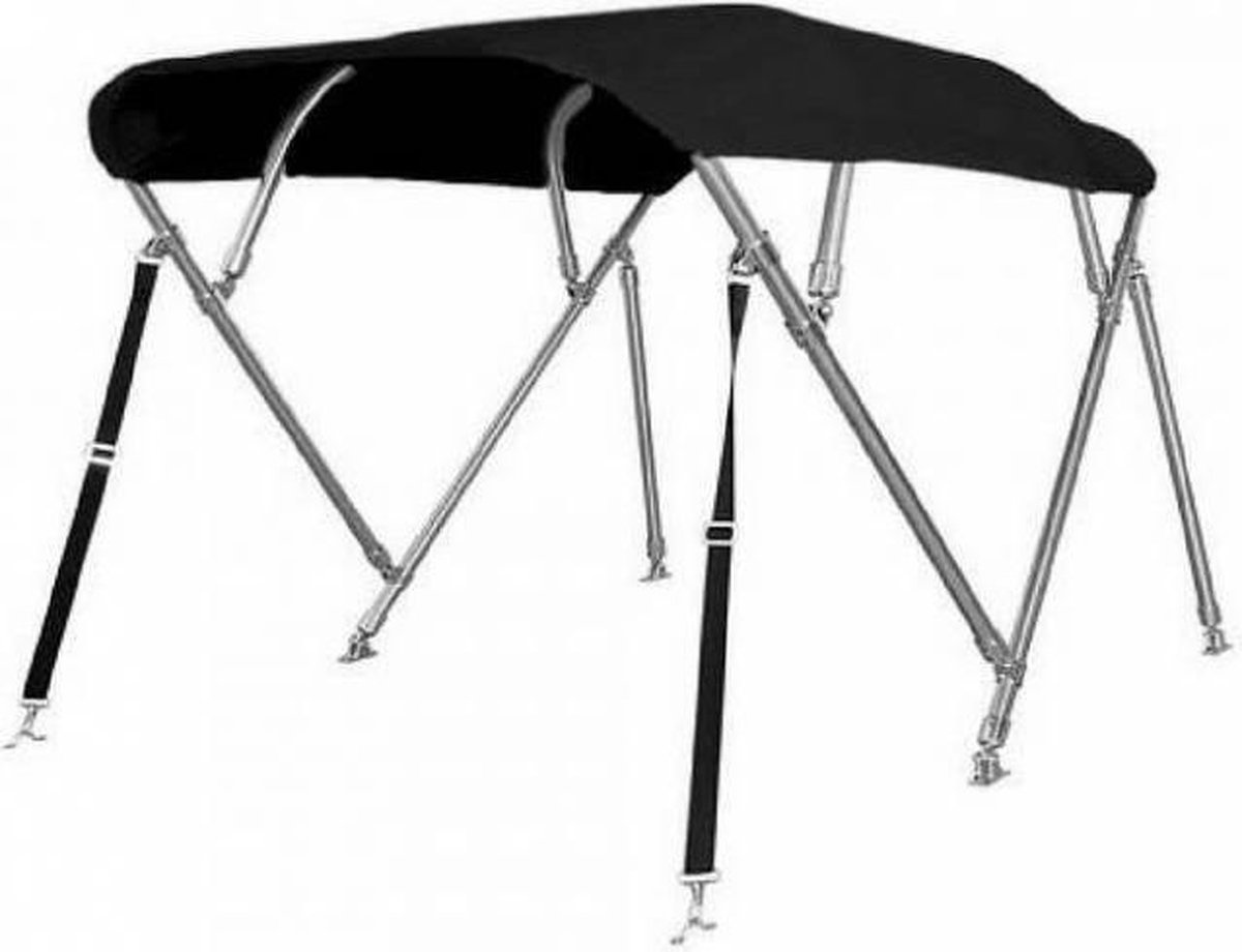 RVS Biminitop Zwart 4 bogen Hoogte 117 cm