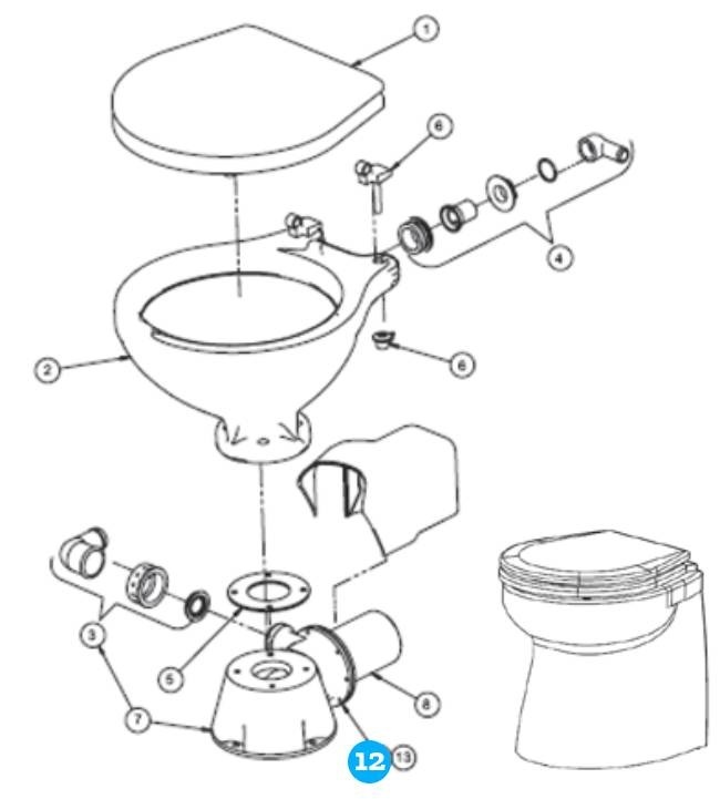 Johnson Pump glijringafdichting motoras Silent Electric & Silent Premium Electiric toilet