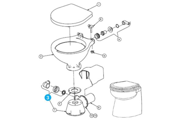 Johnson Pump uitlaatknie Ø38-90° met terugslagklep