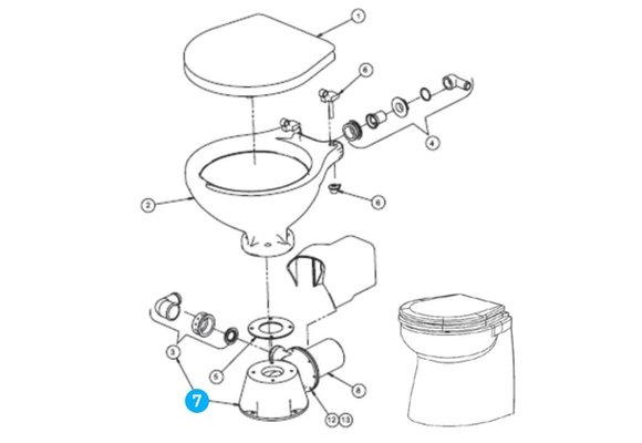 Johnson Pump motorbasis (voet) voor scheepstoilet Johnson premium model