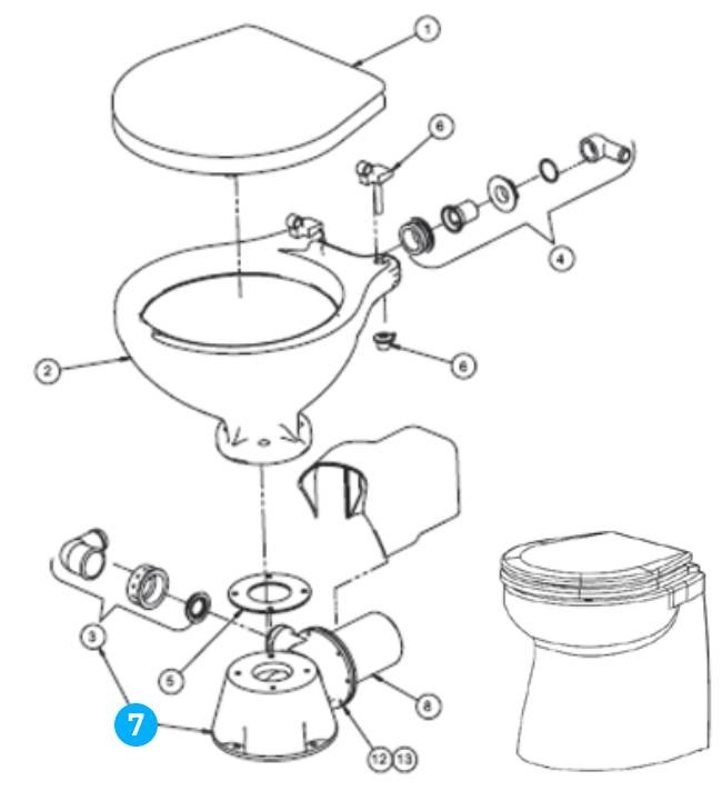 Johnson Pump motorbasis (voet) voor scheepstoilet Johnson premium model