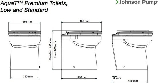 Johnson Pump toiletpot voor scheepstoilet Johnson premium laag/schuin-model