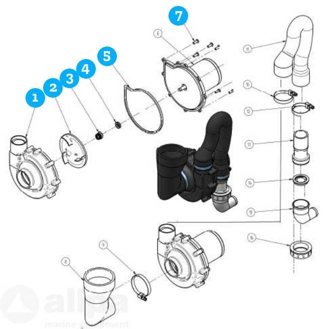 Allpa pomphuis  versnijder-impeller  glijringafdichting