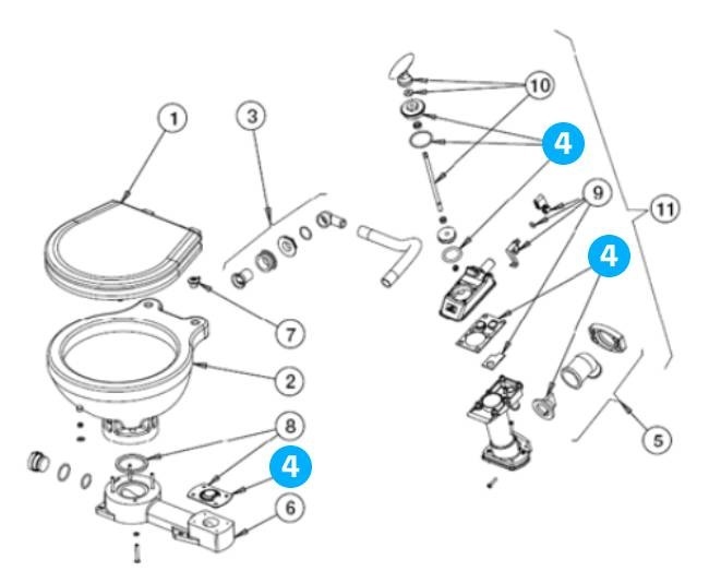 Johnson Pump reparatieset voor scheepstoilet Johnson compact model