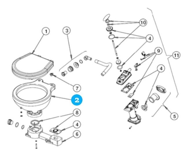 Johnson Pump toiletpot voor scheepstoilet Johnson compact model