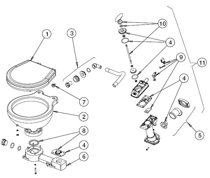 Johnson Pump Soft-Close bril en deksel voor scheepstoilet Johnson Comfort model