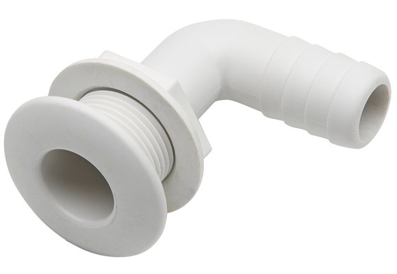 Allpa Kunststof haakse huiddoorvoer, Ø3/4" x 19mm, wit