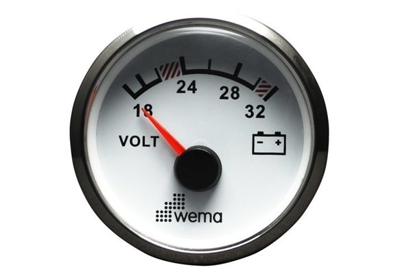 Wema Silver serie voltmeter wit 24V