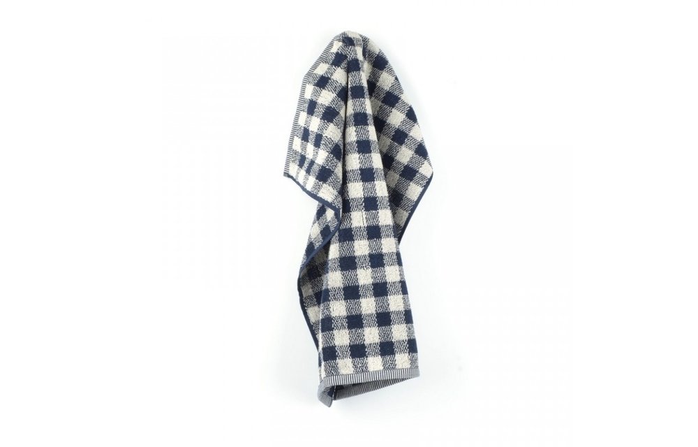Handdoek geblokt | Navy blauw