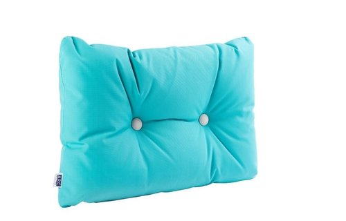 Bootkussen - Kussen met knopen | Turquoise met wit