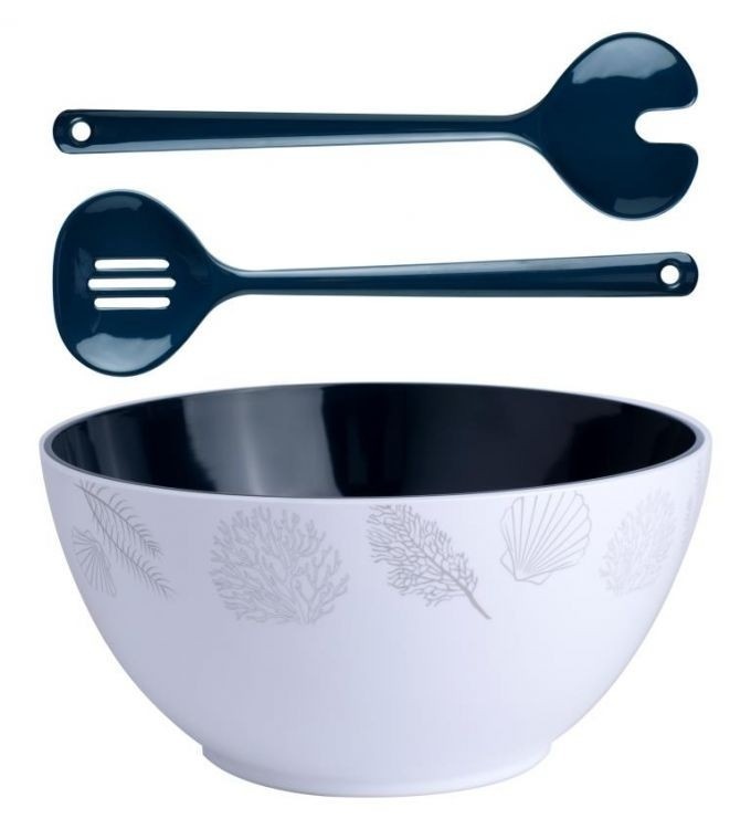 Living saladeschaal + bestek