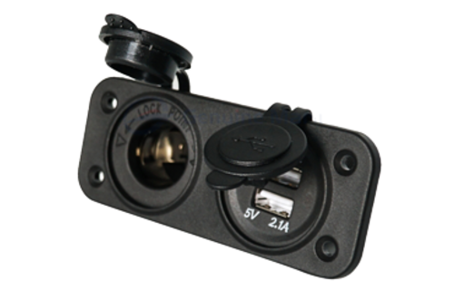 Allpa Waterdichte DC inbouw stopcontact , 1x 12V ingang & 2x USB (dubbel)