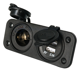 Allpa Waterdichte DC inbouw stopcontact , 1x 12V ingang & 2x USB (dubbel)