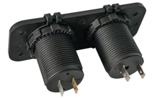 Allpa Waterdichte DC inbouw stopcontact , 1x 12V ingang & 2x USB (dubbel)