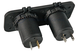 Allpa Waterdichte DC inbouw stopcontact , 1x 12V ingang & 2x USB (dubbel)