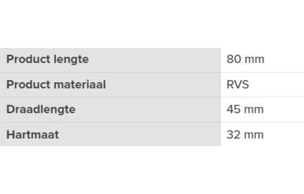 U Bout 8 Mm Rvs 45 X 80 Mm
