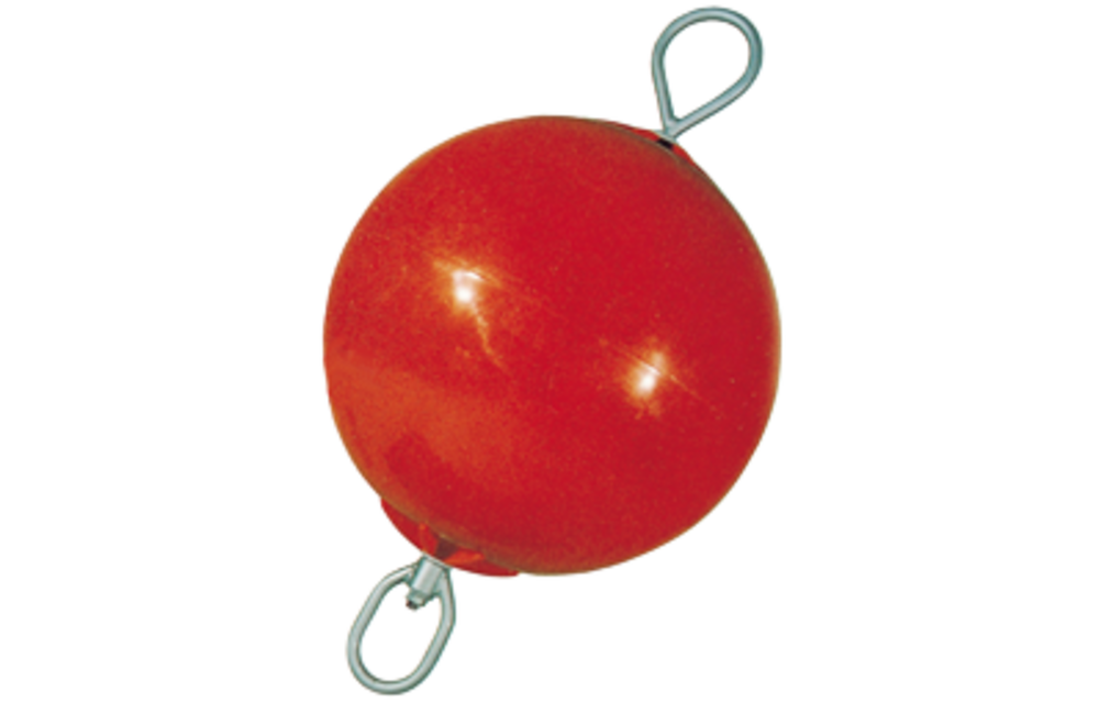 Ankerboei met doorlopende verzinkte nylon gelagerde stang met 2 ogen, Ø400mm, L=760mm, rood (maat 1)