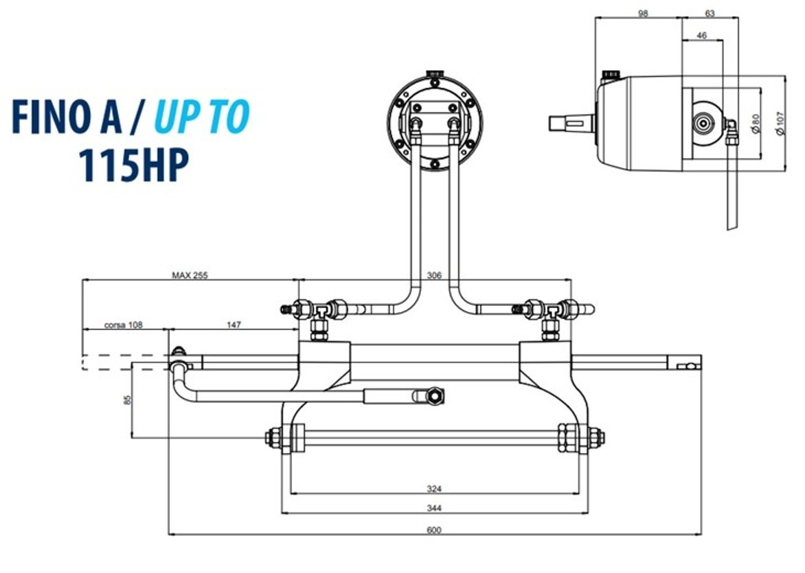 Hydraulische Stuurset tot 115PK (complete set)