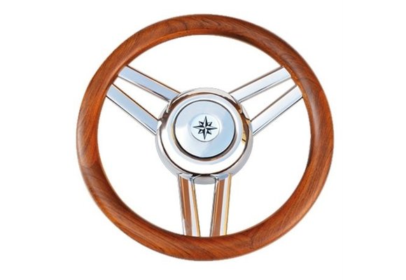3-Spaaks stuurwiel "Model 26L" RVS met houten rand