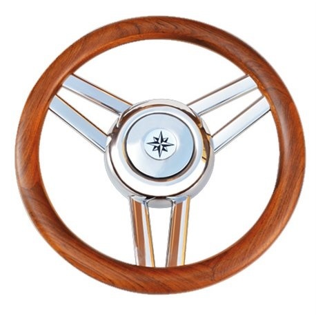 3-Spaaks stuurwiel "Model 26L" RVS met houten rand
