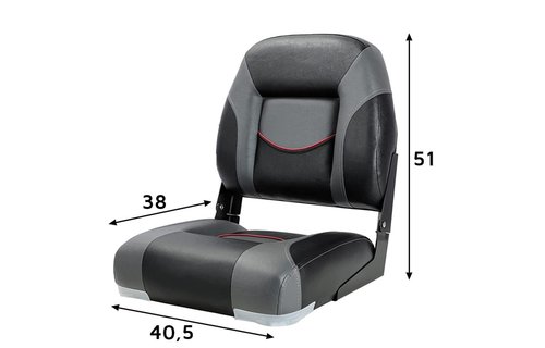 Bootstoel High Back antraciet met rode bies