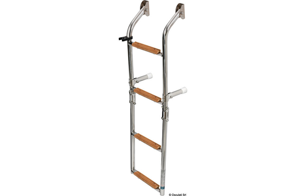 RVS zwemtrap opklapbaar teak