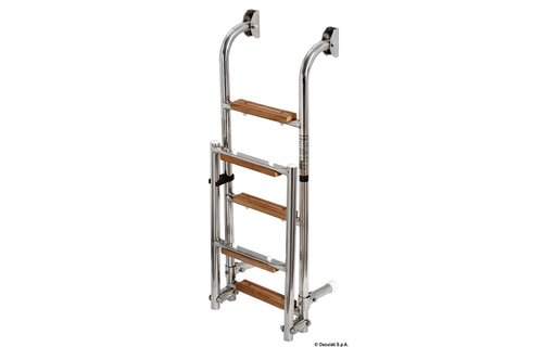 RVS zwemtrap opklapbaar teak