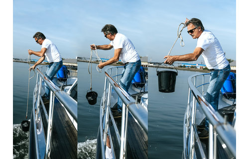 Rubber puts, 7,5l, met gegalvaniseerde beugel en puntkous