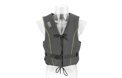 Besto Dinghy Zipper zwemvest 50N Zwart/Gele streep