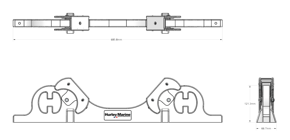 Hurley Chocks (pair) White to fit pre-installed swim platform rail system (Hardware f.rails include)