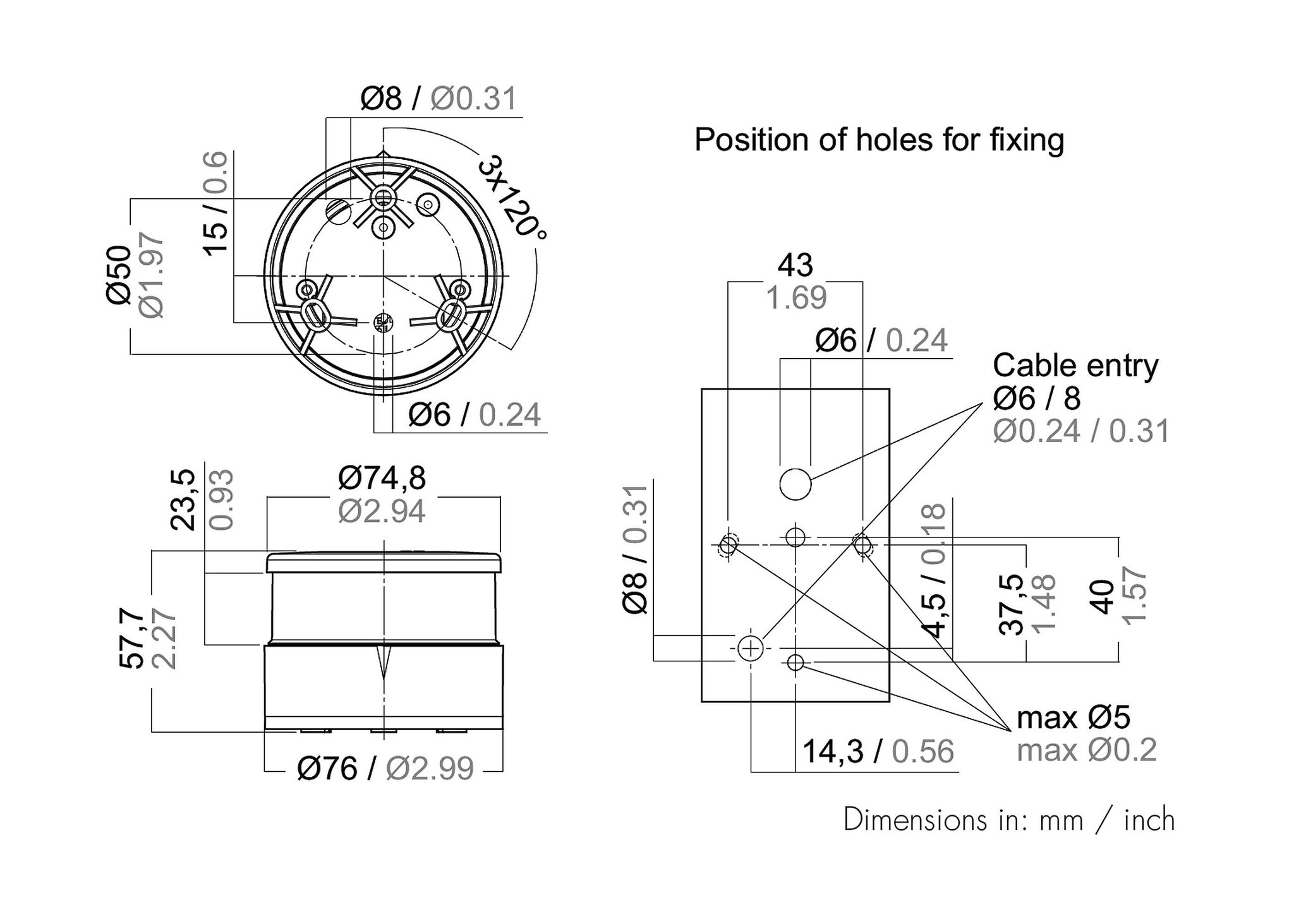 AS Serie 34 LED signaal licht | Rood