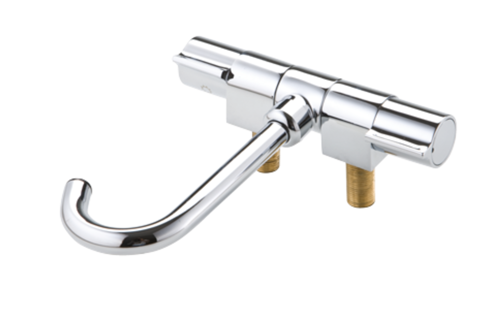 Allpa Verchroomde 2-knops mengkraan met klapbare & draaibare 14mm-uitloop aansluiting 3/8