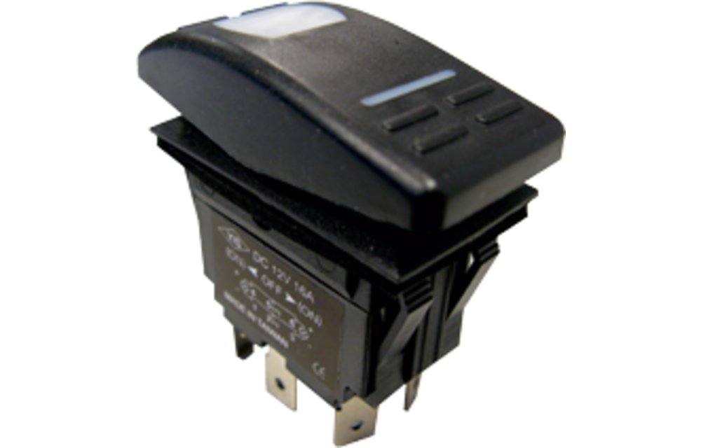 Allpa Waterdichte schakelaar met LED-indicator, 5-polig, (ON)-OFF-ON, 15A / 12V