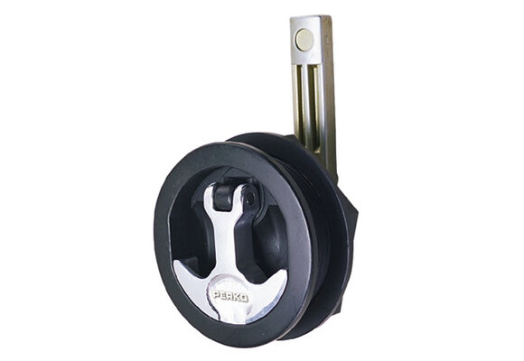Perko Luiksluiting zwart met slot, 32-48mm, rechte schoot, chroom hendel