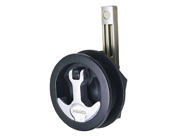 Perko Luiksluiting zwart met slot, 32-48mm, rechte schoot, chroom hendel