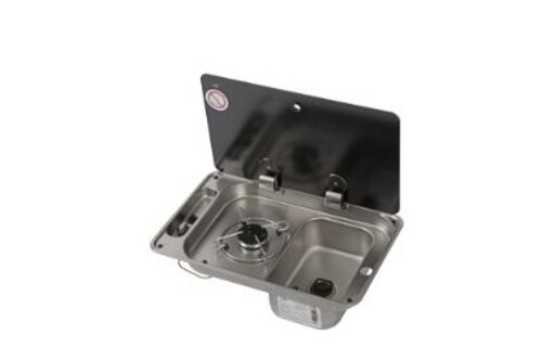 Gaskomfoor met spoelbak en afdekplaat