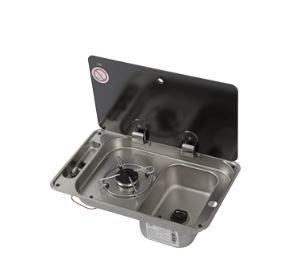 Gaskomfoor met spoelbak en afdekplaat