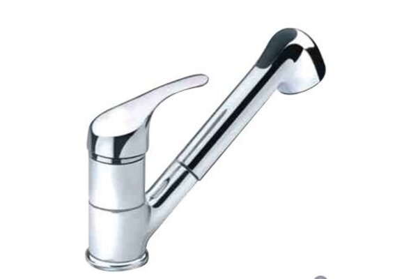 Verchroomde mengkraan met uitneembare handdouche